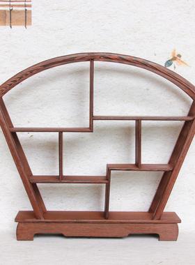 中式实木鸡翅木小摆件架子博古架小型多宝阁茶具紫砂茶壶置物展示