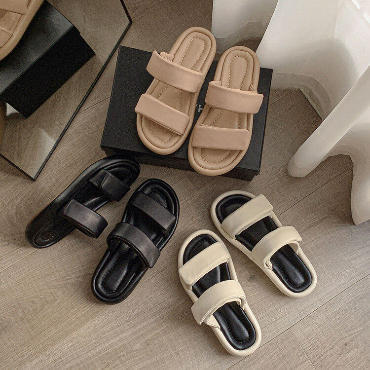 2023新款休闲一字拖魔术贴露趾凉拖鞋女懒人面包拖,淘宝优惠券,粉丝福利购,淘宝优惠卷