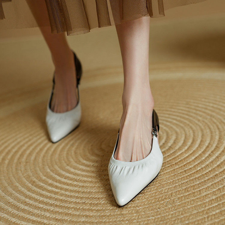 法式复古尖头单鞋女浅口夏季新款高跟鞋真皮猫跟鞋中跟久站不累鞋,淘宝优惠券,粉丝福利购,淘宝优惠卷