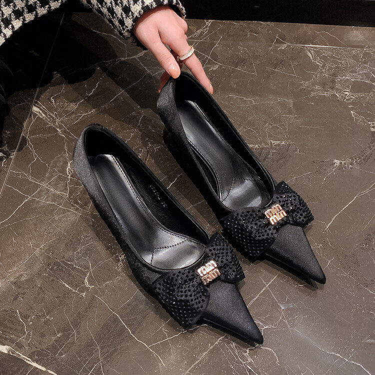 2023夜宴高光~尖头闪钻蝴蝶结小猫跟ol单鞋女婚鞋凉鞋,淘宝优惠券,粉丝福利购,淘宝优惠卷