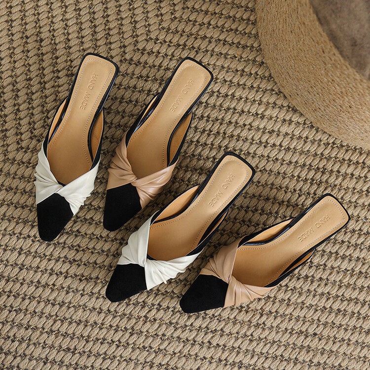 夏季法式小香风包头半拖鞋女外穿气质休闲尖头小猫跟懒人鞋穆勒鞋,淘宝优惠券,粉丝福利购,淘宝优惠卷