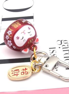 创意新款铜招财猫水音铃铛 卡通猫咪钥匙扣铃挂饰 DIY钥匙扣铃铛
