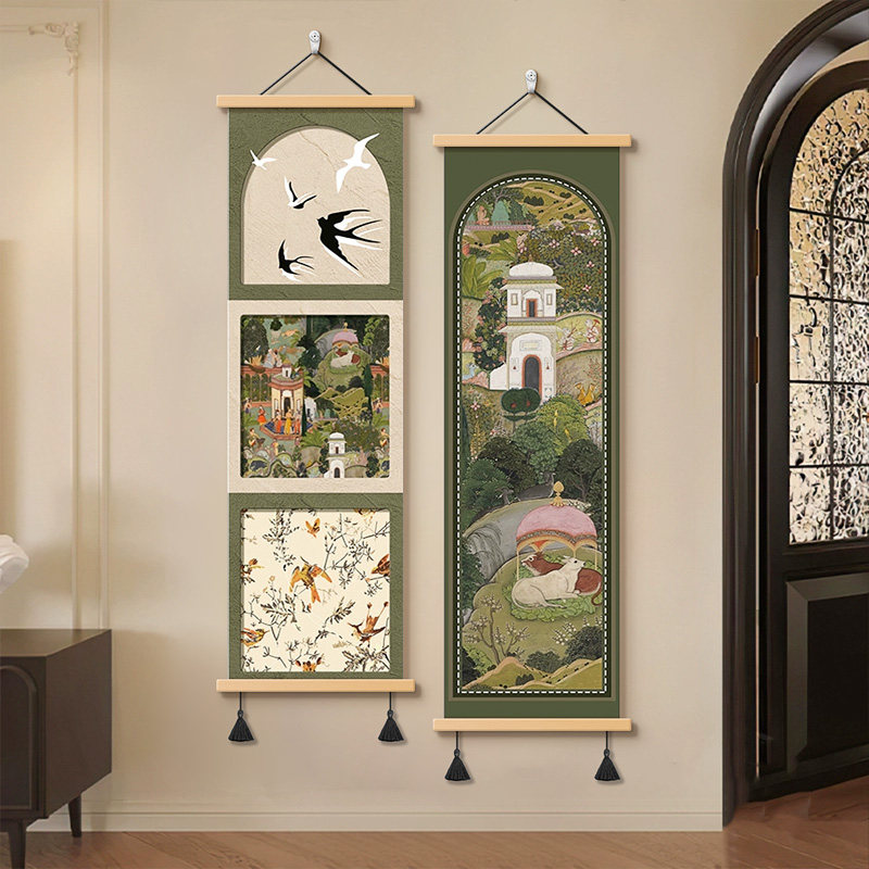 法式中古艺术玄关装饰画2026新款创意餐厅背景墙壁画客厅卷轴挂画,淘宝优惠券,粉丝福利购,淘宝优惠卷