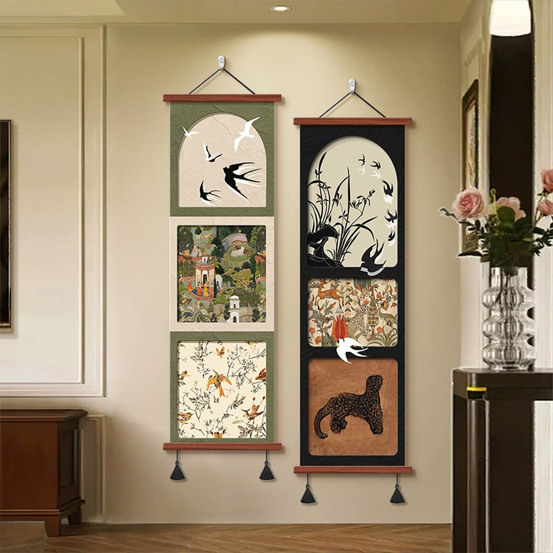 法式中古艺术玄关装饰画2026新款创意餐厅背景墙壁画客厅卷轴挂画,淘宝优惠券,粉丝福利购,淘宝优惠卷