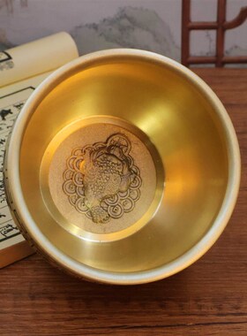 招财进宝百福铜缸黄铜米缸聚宝盆摆件大号客厅家居聚财小存钱罐
