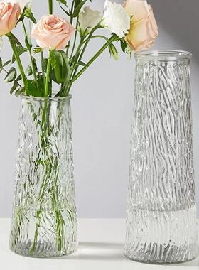 欧式简约玻璃花网红锥筒水培鲜花百合玫瑰插花家居餐桌装饰摆件