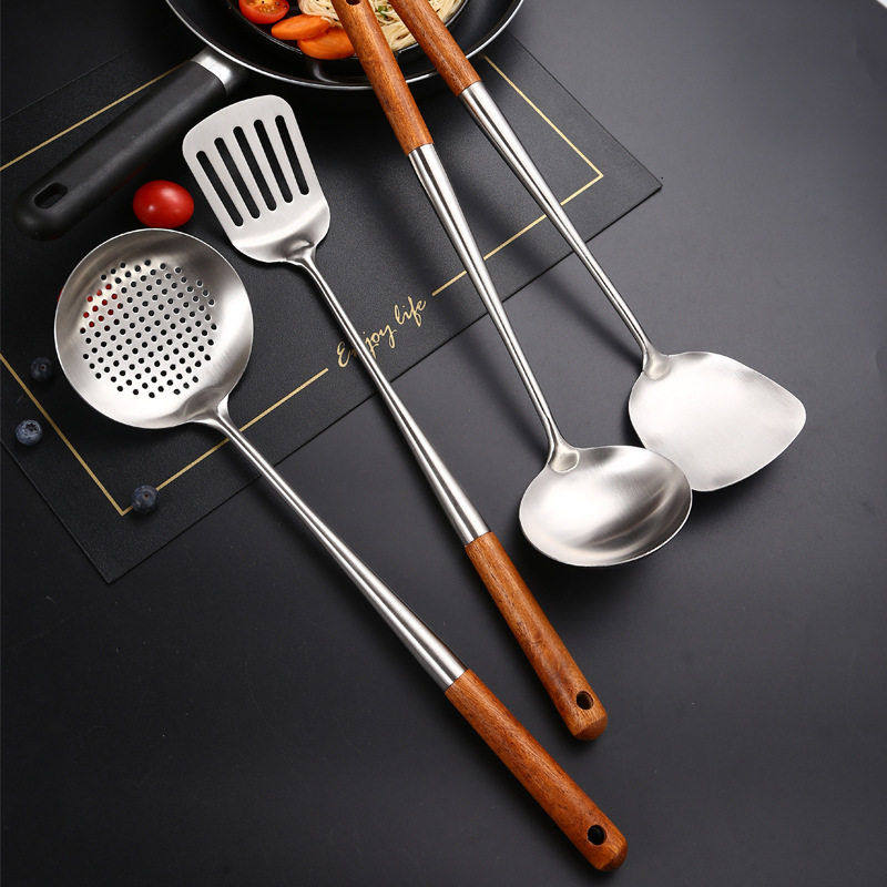 304不锈钢炒铲炒勺加长柄汤勺家用锅铲厨师木柄炒菜铲子厨具套装,淘宝优惠券,粉丝福利购,淘宝优惠卷