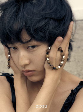 子休沉香黑曜石手链本命年礼物