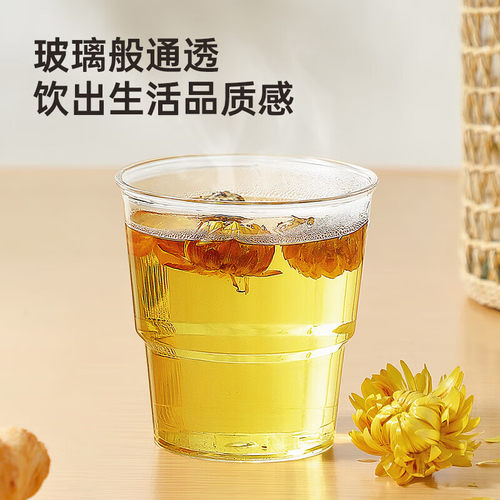 航空杯一次性硬质透明杯子食品级加厚水杯塑料茶杯家用待客太空杯 - 图1