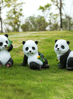 熊猫雕塑创意摆件户外花园庭院仿真动物玻璃钢装饰公园草坪别墅