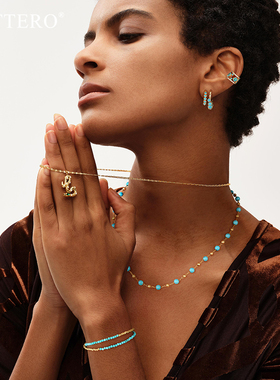 fettero金色松色磨砂球颈链