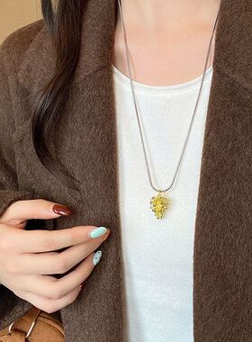 轻奢小众韩系复古个性项链银色