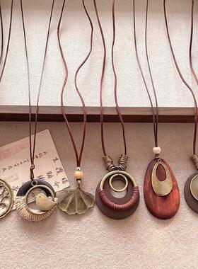 吊坠设计感树叶民族风复古锁骨