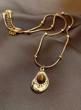 项链真金锁骨vintage锆石高级感