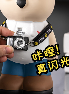 陶瓷暴力熊旅行熊存钱罐卡通摆件家居客厅玄关酒柜卡通创意装饰品