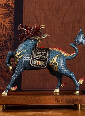 铜智欧麒麟献瑞铜摆件家居客厅玄关办公室大堂乔迁招财装饰礼品