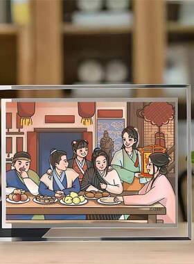 武林外传插画周边高级摆件水晶透明相框竖版中国风办公室招财摆台