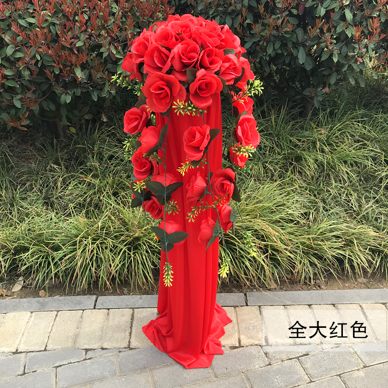 新款婚庆道具42头下垂路引花x蓝拱门配套升降路引花柱婚礼装饰用 - 图0