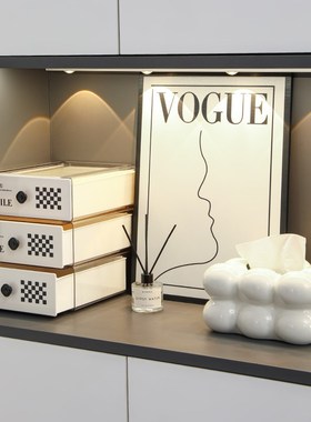 玄关收纳盒抽屉式入户摆件v钥匙置物架客厅桌面电视柜口罩储物盒