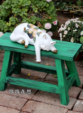 睡觉猫咪花架树脂k花园造景装饰园艺阳台庭院台阶摆件多肉花盆搭