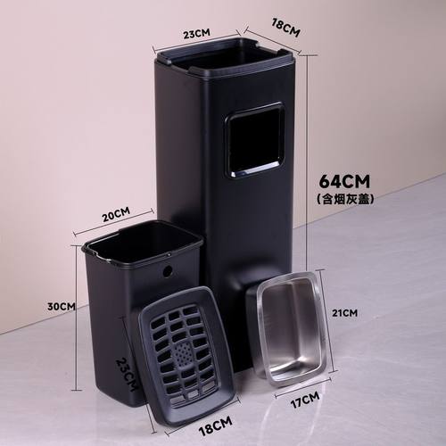商用吸烟区烟灰垃圾桶酒店大堂立式不锈钢烟头收集户外烟灰缸烟蒂 - 图2