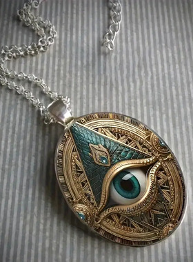 时尚银镀合金玻璃马赛克护身符项