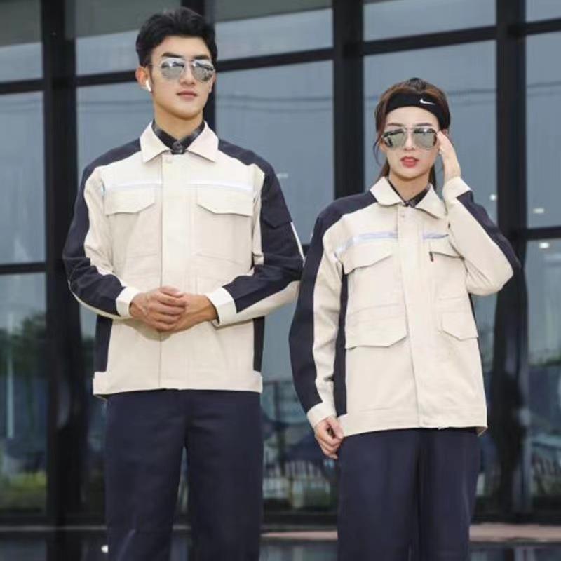 春秋棉料电焊工作服套装男士耐磨加厚汽修劳保服全面工装印字绣字 - 图0