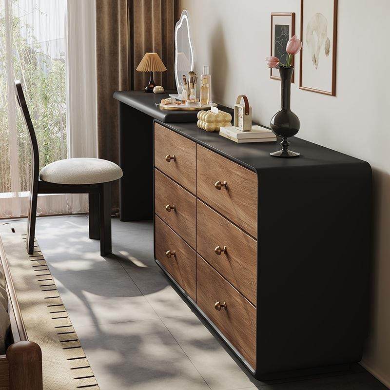 梳妆台卧室复古风胡桃木收纳化妆桌中古风实木梳妆台斗柜一体,淘宝优惠券,粉丝福利购,淘宝优惠卷