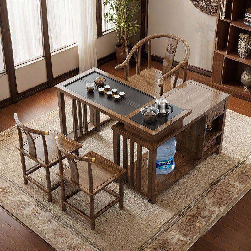新中式茶台椅组合客厅家用实木可旋转移动折叠阳台小型茶台泡茶几,淘宝优惠券,粉丝福利购,淘宝优惠卷