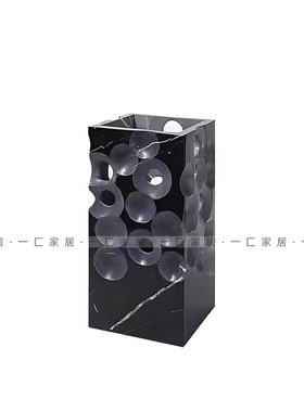 一匚 现代轻奢大理石镂空花器花艺 样板间售楼处酒店餐厅客厅摆件