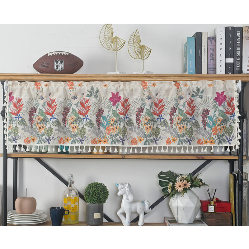 美式乡村花园枝蔓半帘短帘门帘穿杆帘咖啡厅帘国外乡村帘厨房窗帘 - 图0