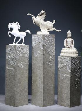 办公室创意落地大摆件客厅茶室禅意装饰品祥云柱店铺展示柱摆饰品