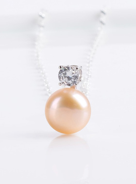 999素银项链天然珍珠吊坠毛衣链子百搭气质女款首饰锁骨链送礼盒