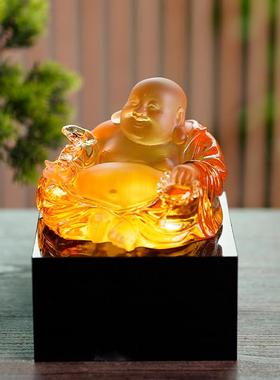 古法琉璃弥勒佛菩萨大肚笑脸招财家居桌面摆件汽车中控台装饰摆饰