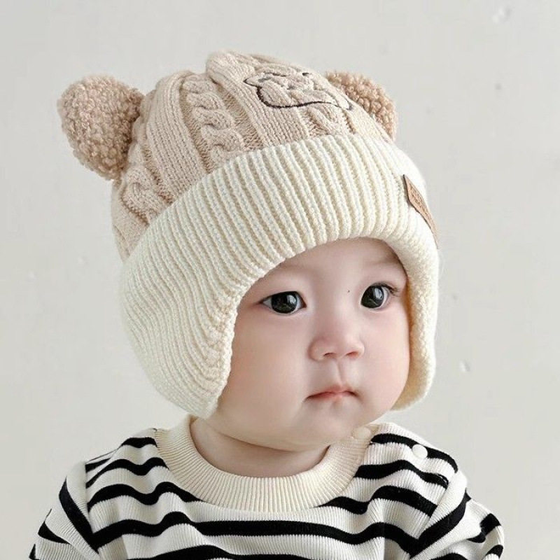 一岁婴儿帽子秋冬季新生儿男宝宝护耳毛线帽秋冬款保暖女童针织帽,淘宝优惠券,粉丝福利购,淘宝优惠卷