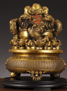 纯黄铜金蟾招财摆件聚财金蟾摆件八方聚财财源滚滚开业礼品办公室