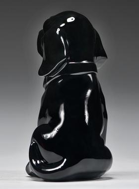 黑色陶瓷狗摆件可爱十二生肖小狗狗吉祥物旺财客厅房屋补角装饰品