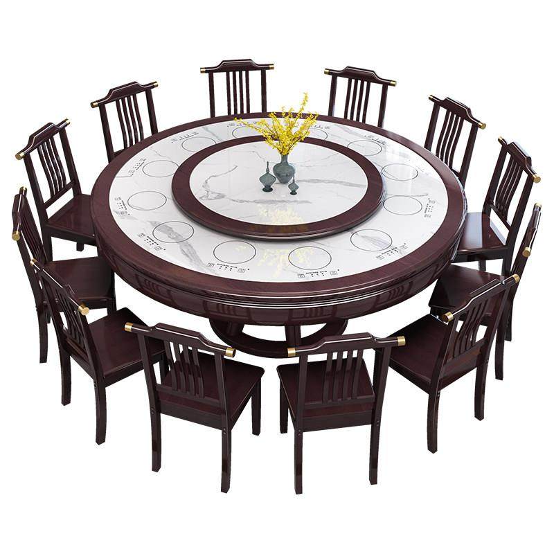 实木岩板餐桌椅组合带一人一锅电磁炉一体家用圆形小火锅桌大圆桌,淘宝优惠券,粉丝福利购,淘宝优惠卷