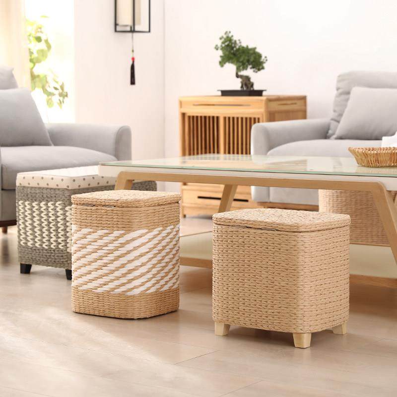 藤编多功能实木收纳凳子客厅可坐储物编织小矮凳家用门口穿换鞋凳,淘宝优惠券,粉丝福利购,淘宝优惠卷