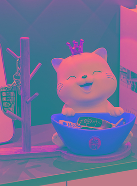 招财猫钥匙收纳入户玄关装饰摆件客厅桌面鞋柜置物架乔迁新居