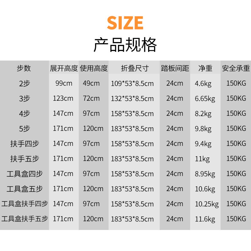 百佳宜梯子家用折叠多功能人字梯加厚楼梯扶手梯凳子爬梯三四五步 - 图0