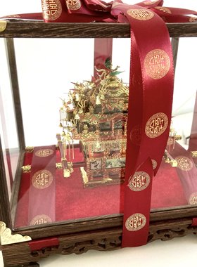 花轿展示盒玻璃罩适配拼酷十里红妆点翠凤冠金翅鸟冠罩子非久间堂