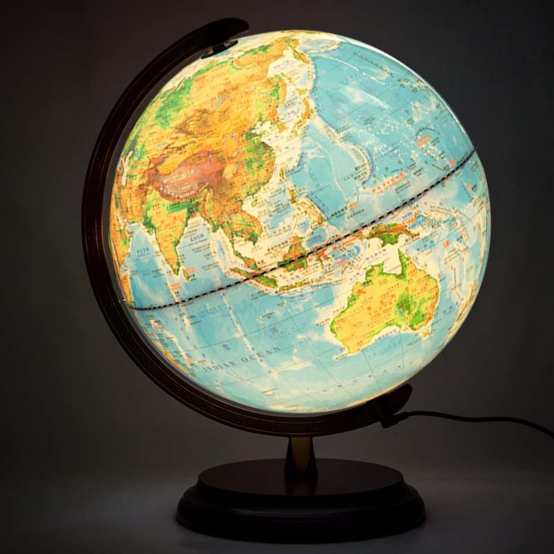 志诚 分层设色初中教学地球仪32cm高清发光大号立体教学版地 - 图3