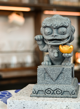 故宫文创国潮务摆件原创设计石狮子开业招财猫家居办公礼桌面