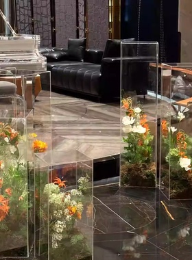 透明亚克力仿真花艺路引摆件