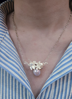 原创设计999纯银民族手工立体花吊坠