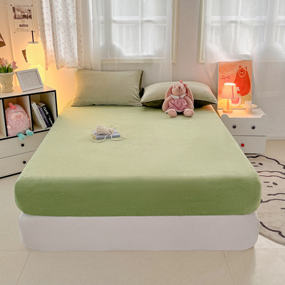 高克重牛奶绒床笠席梦思床垫保护套冬季加厚床单2024新款纯色全包