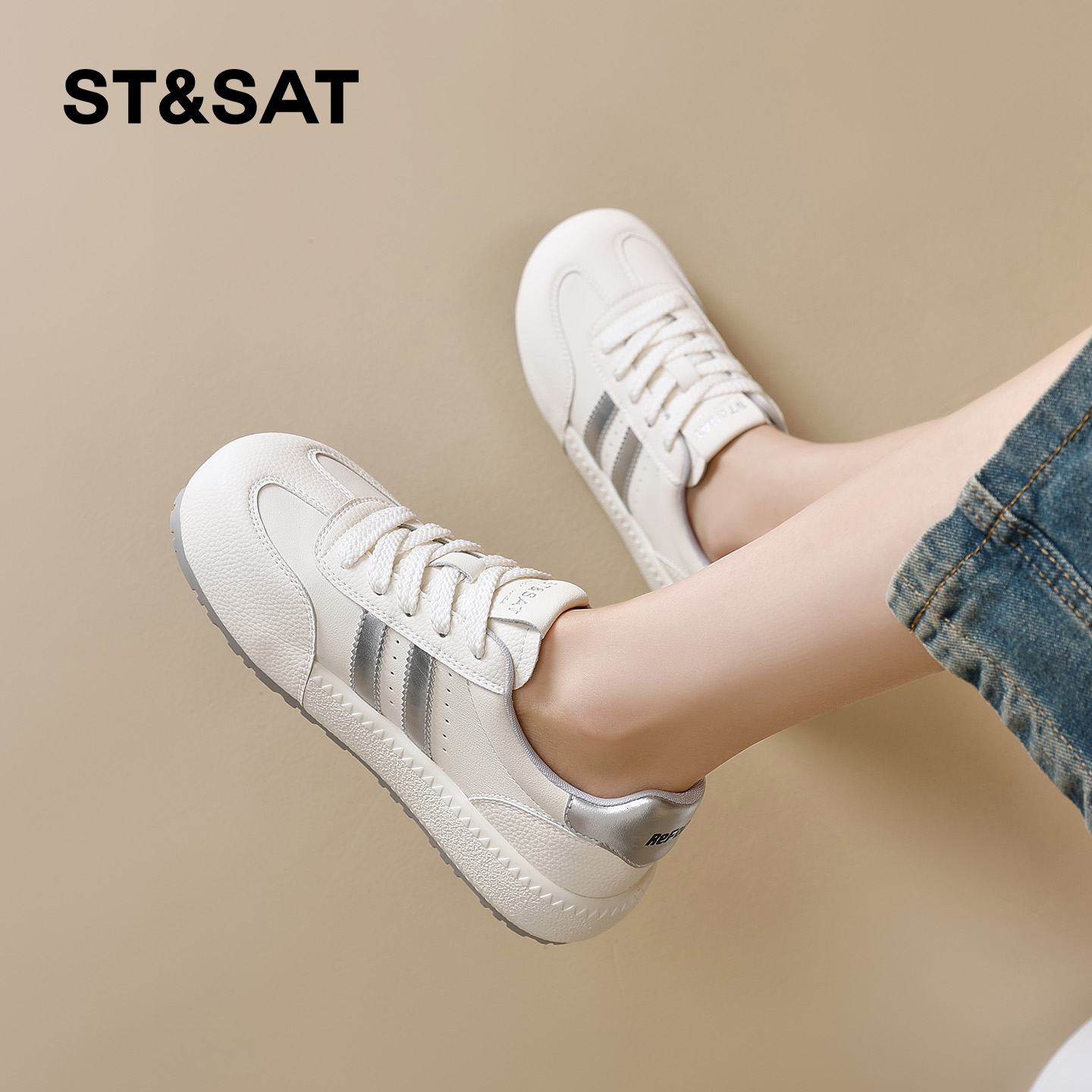 星期六德训鞋女2025秋季新款女鞋女款爆款鞋子厚底增高白鞋小白鞋 - 图3