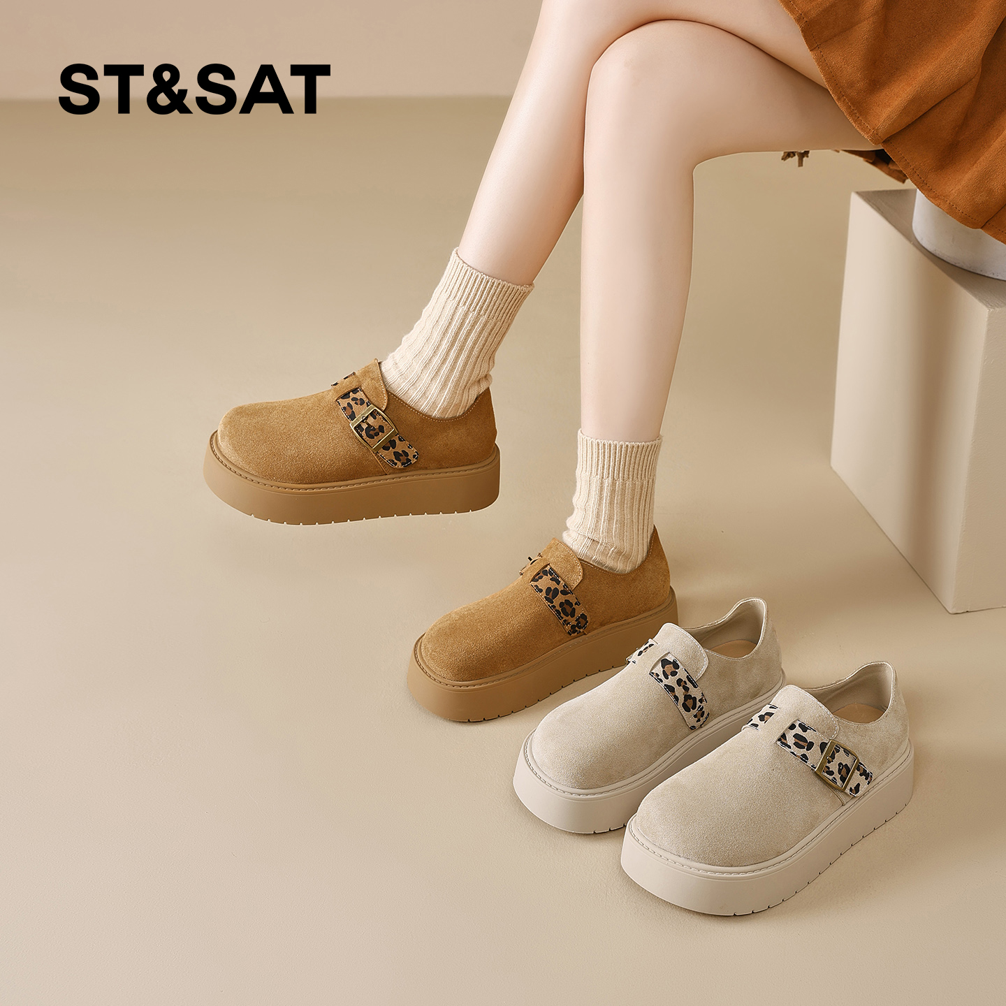 星期六勃肯鞋女秋2025秋季新款女鞋女款爆款鞋子厚底增高博肯单鞋 - 图0