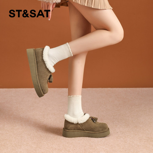 星期六勃肯鞋女冬2025冬季新款女鞋女款外穿鞋子加绒加厚保暖棉鞋 - 图1